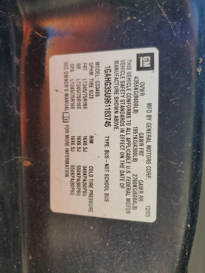 2006 Chevrolet Express G3500 VIN: 1GAHG35U961183745 Lot: 62602374