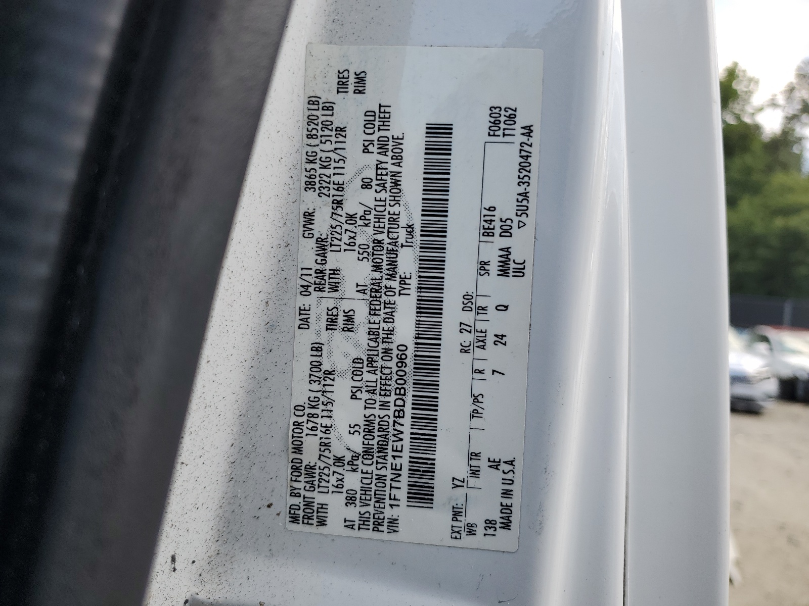 1FTNE1EW7BDB00960 2011 Ford Econoline E150 Van