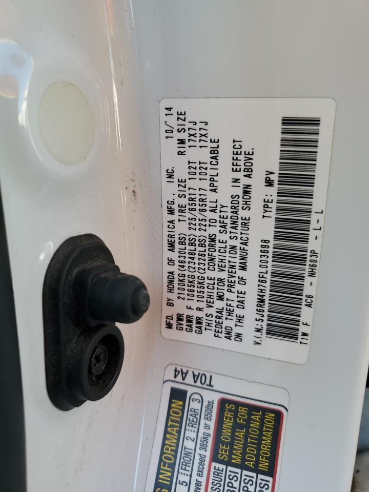 2015 Honda Cr-V Exl VIN: 5J6RM4H76FL003698 Lot: 63680294