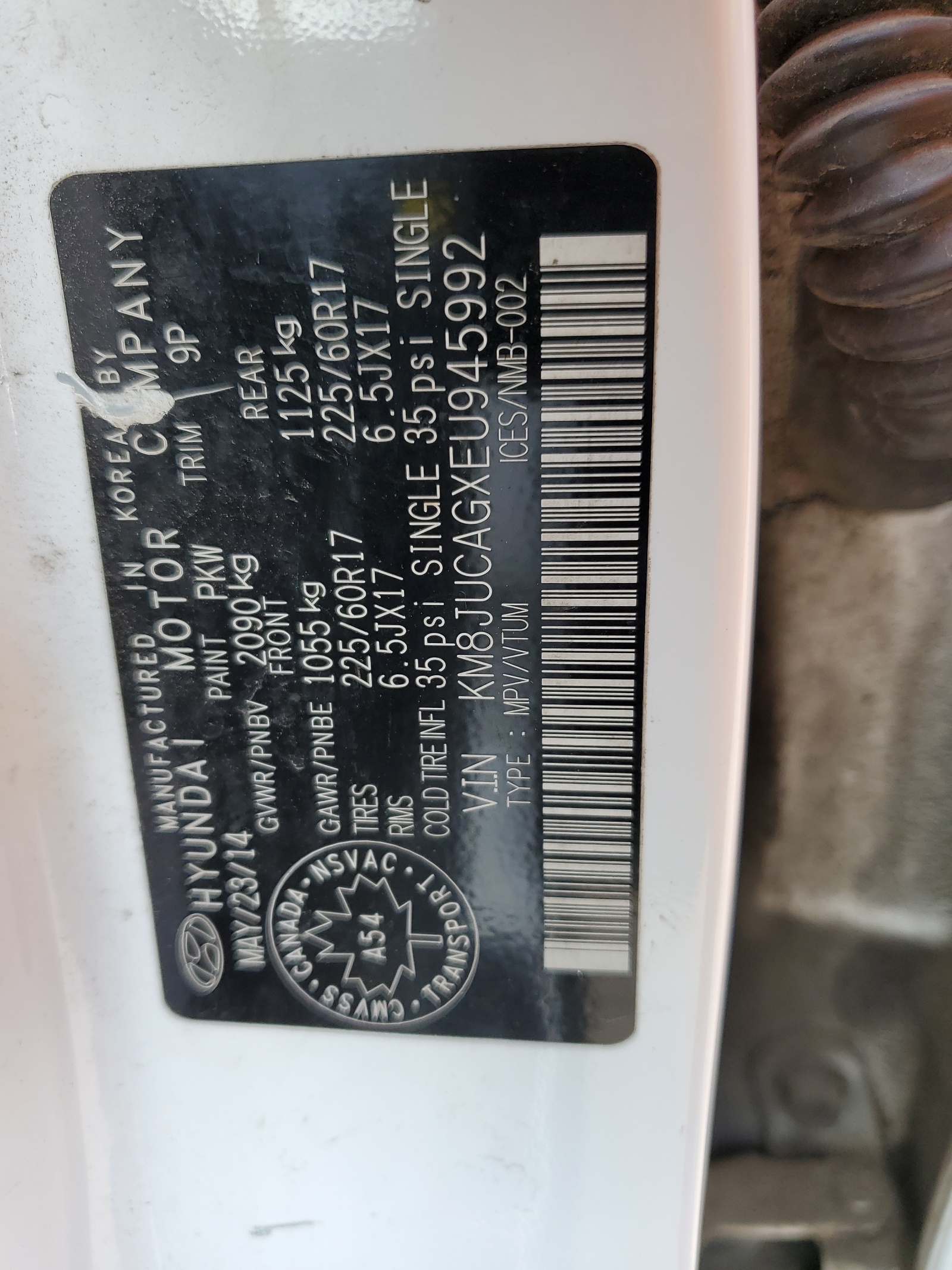 KM8JUCAGXEU945992 2014 Hyundai Tucson Gls