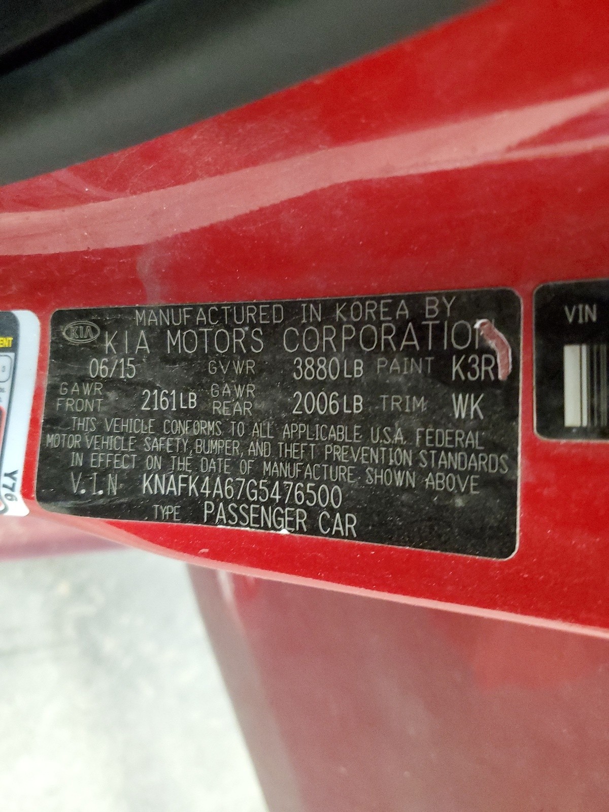 KNAFK4A67G5476500 2016 Kia Forte Lx