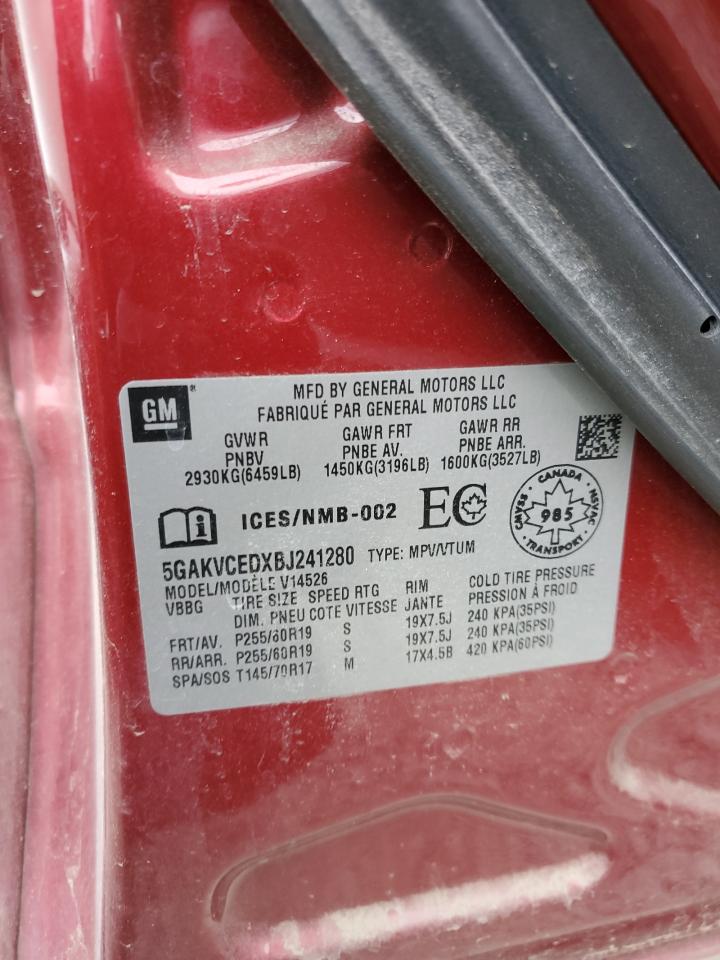 2011 Buick Enclave Cxl VIN: 5GAKVCEDXBJ241280 Lot: 64839844