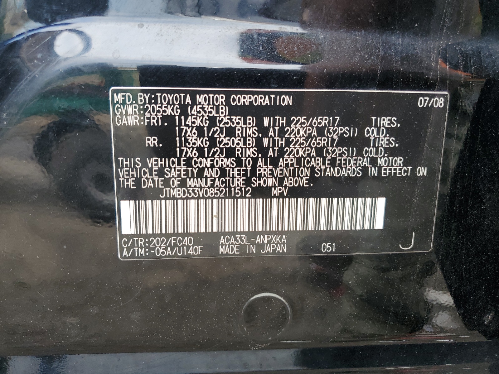 JTMBD33V085211512 2008 Toyota Rav4