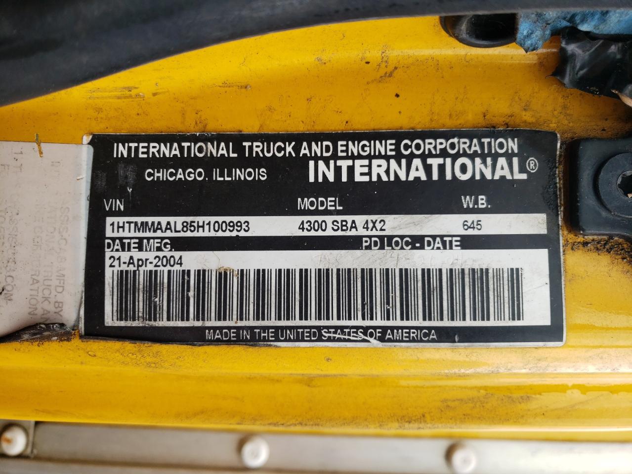 2005 International 4000 VIN: HTMMAAL85H100993 Lot: 63327304