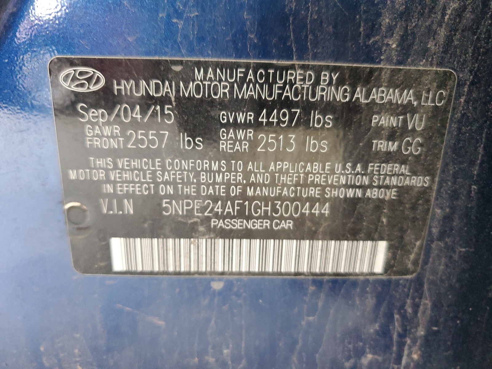 5NPE24AF1GH300444 2016 Hyundai Sonata Se