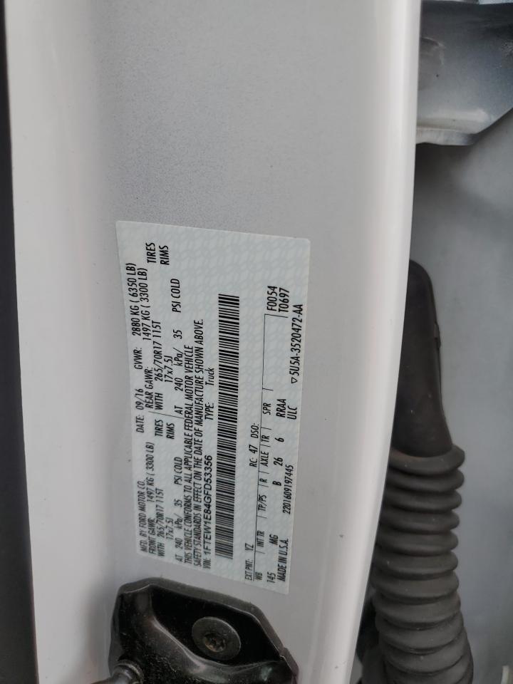 2016 Ford F150 Supercrew VIN: 1FTEW1E84GFD53356 Lot: 63810324