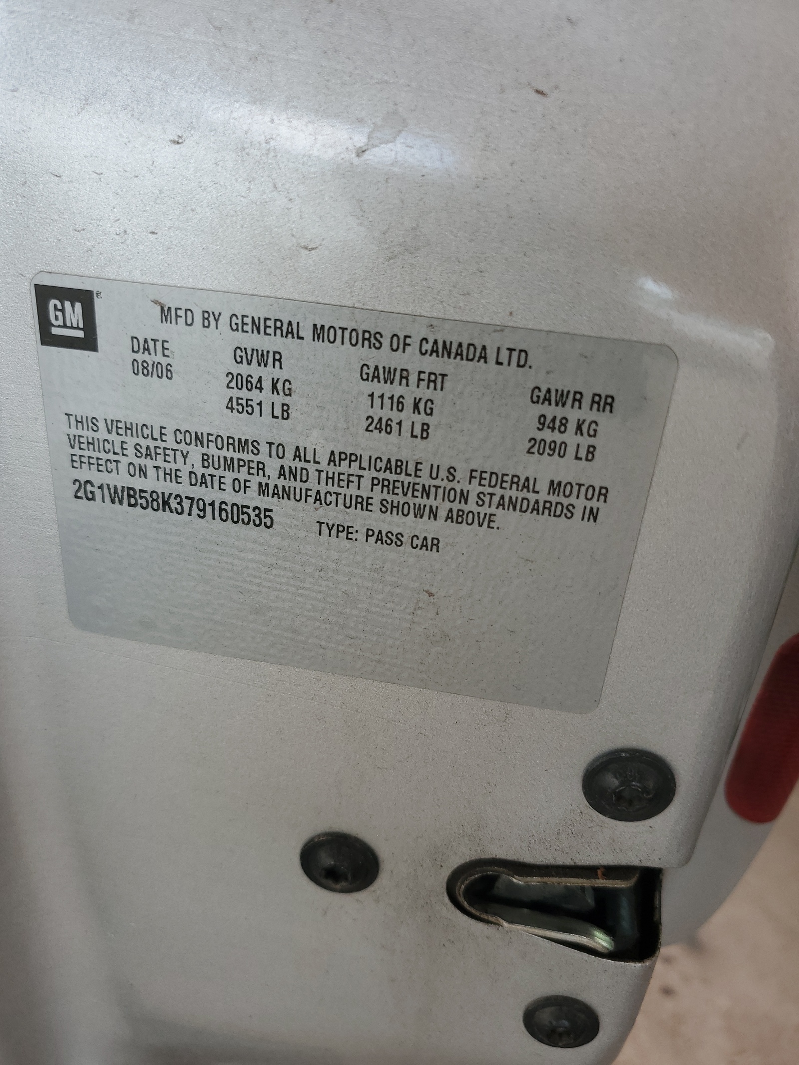 2G1WB58K379160535 2007 Chevrolet Impala Ls