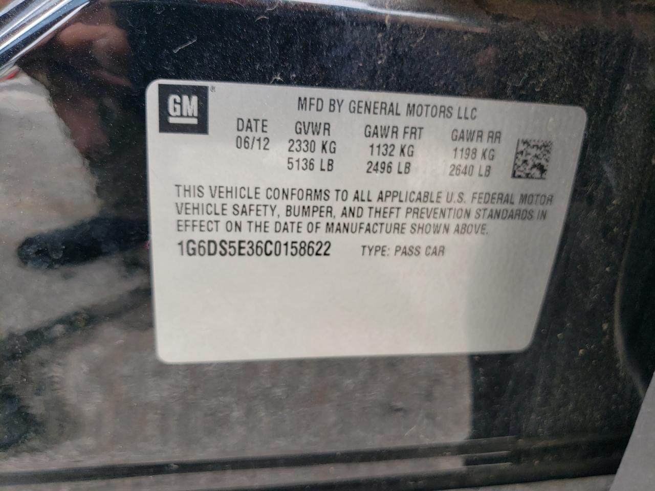 2012 Cadillac Cts Premium Collection VIN: 1G6DS5E36C0158622 Lot: 63234774