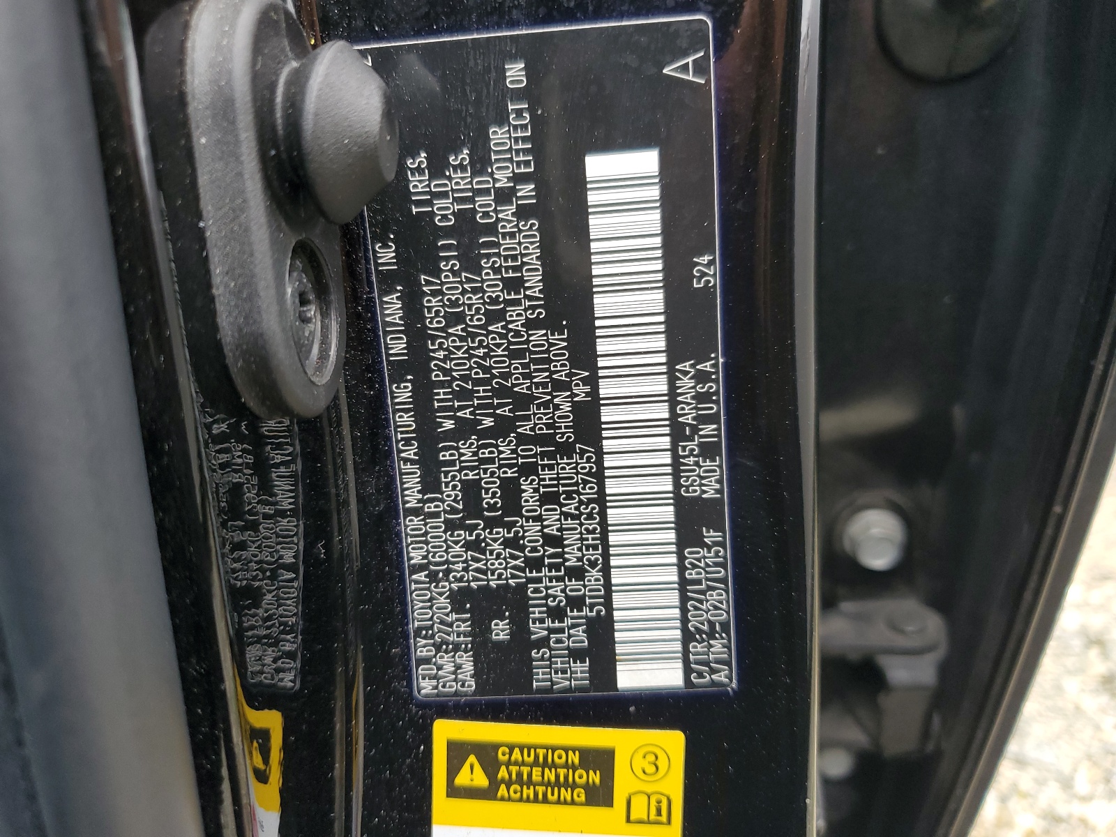 5TDBK3EH3CS167957 2012 Toyota Highlander Base