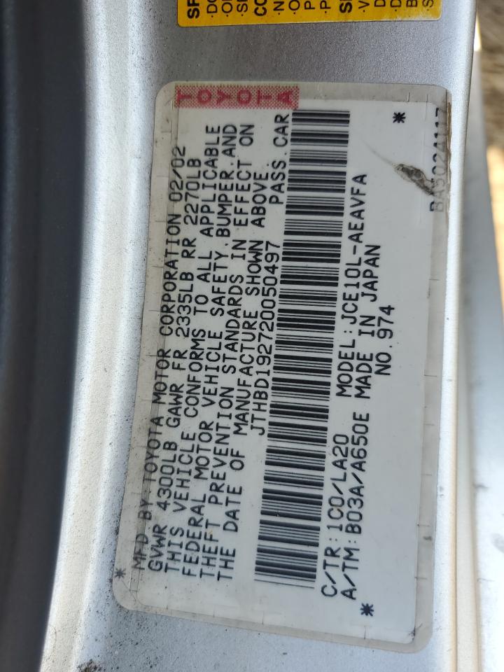 2002 Lexus Is 300 VIN: JTHBD192720050497 Lot: 64041174