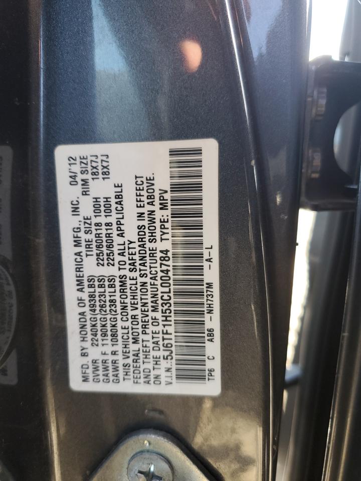 2012 Honda Crosstour Exl VIN: 5J6TF1H53CL004784 Lot: 62405824