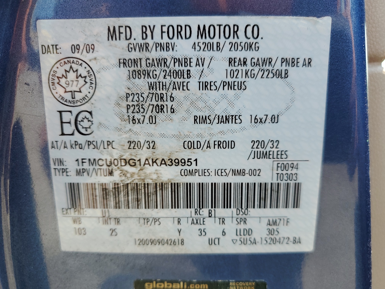 1FMCU0DG1AKA39951 2010 Ford Escape Xlt