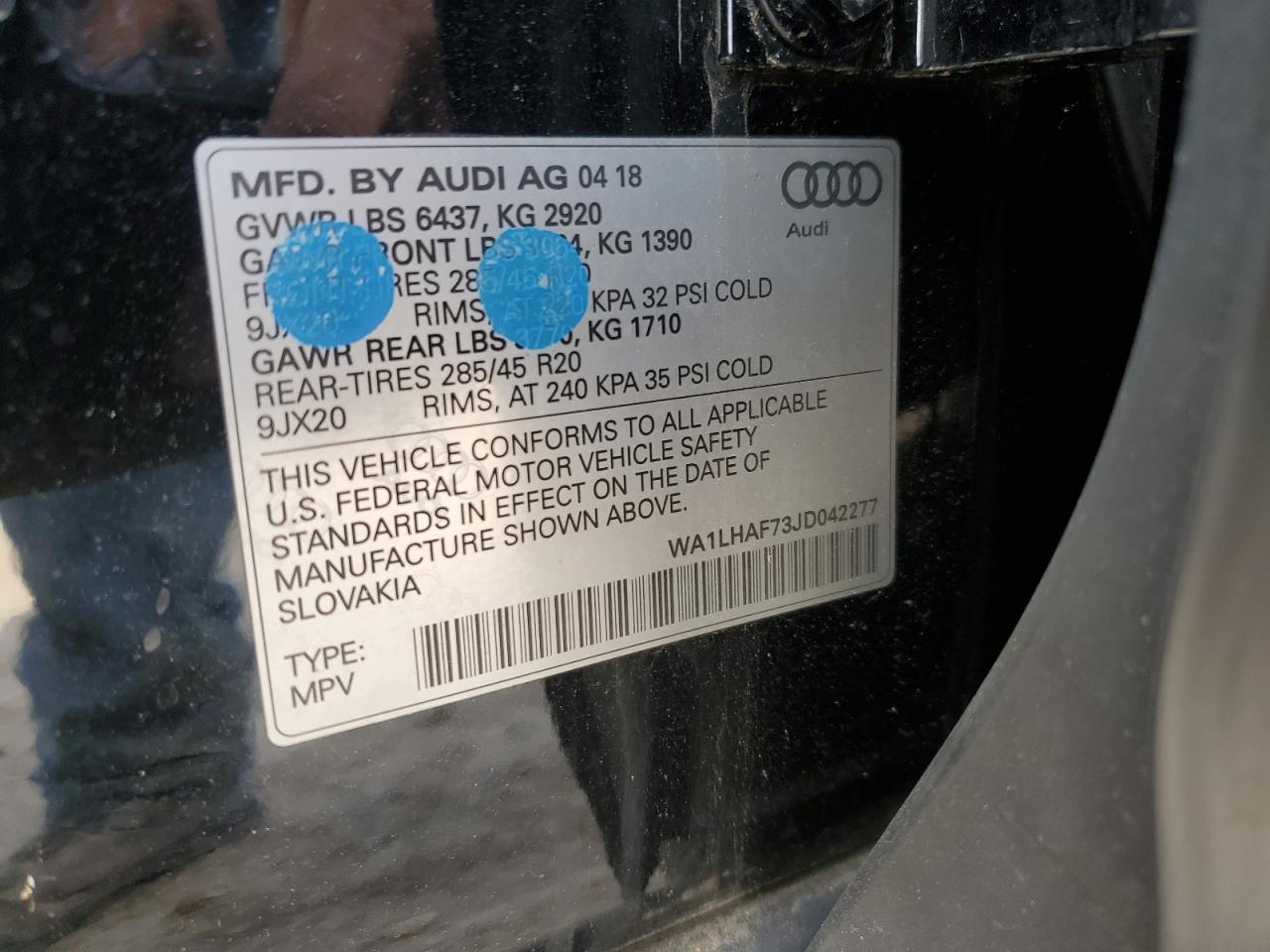 WA1LHAF73JD042277 2018 Audi Q7 Premium Plus