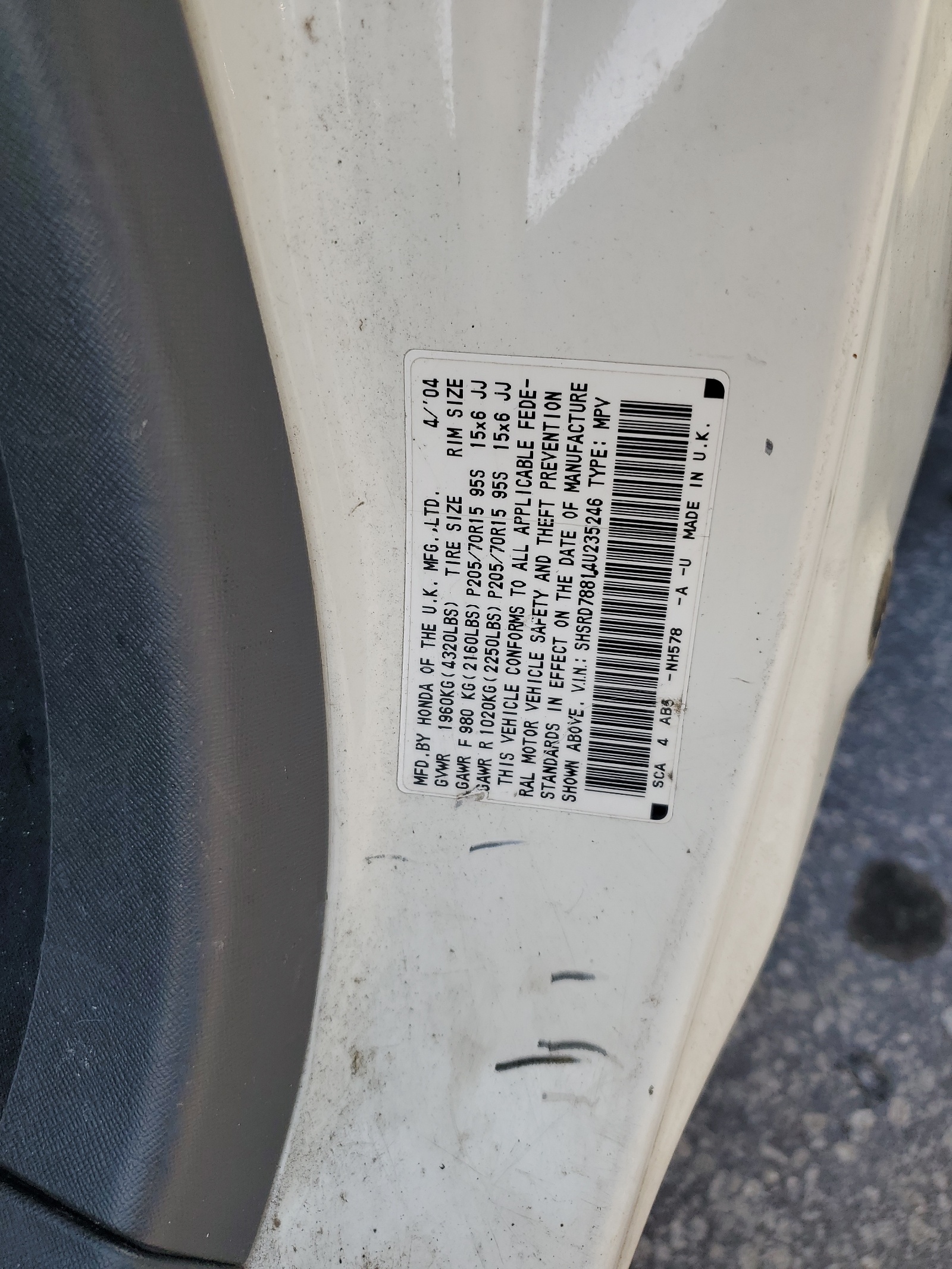 SHSRD78814U235246 2004 Honda Cr-V Ex