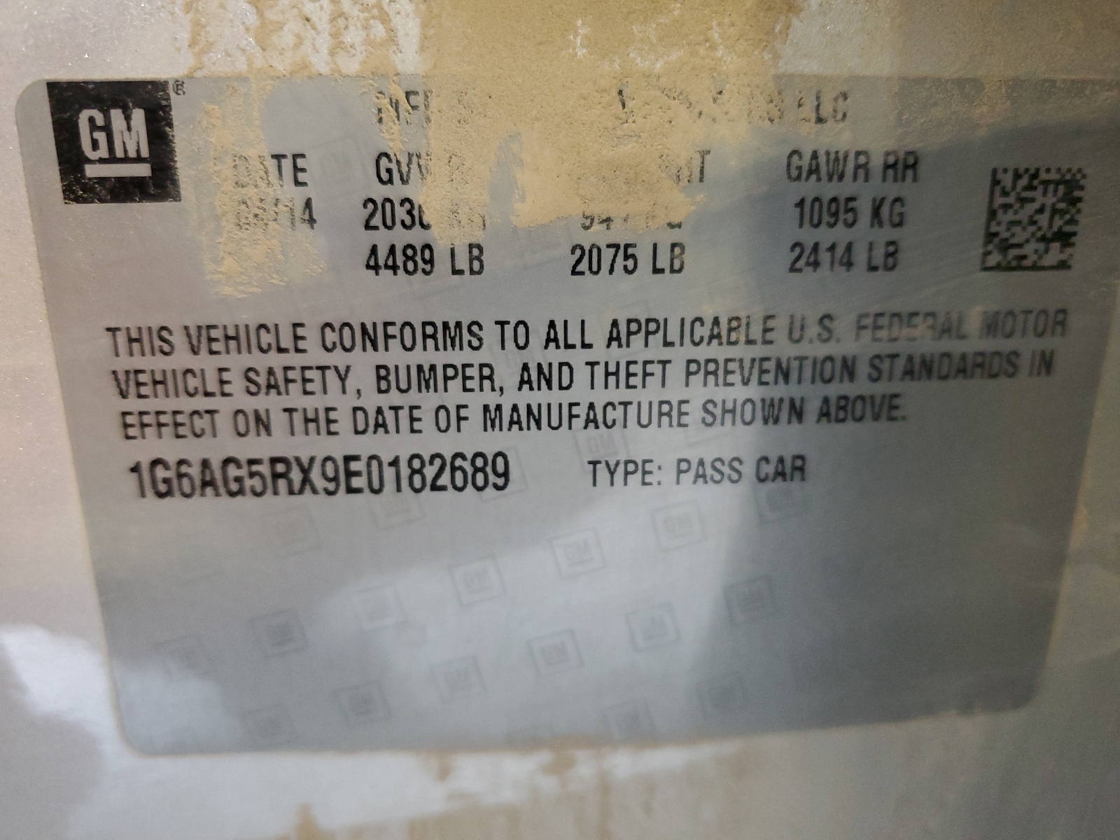 1G6AG5RX9E0182689 2014 Cadillac Ats