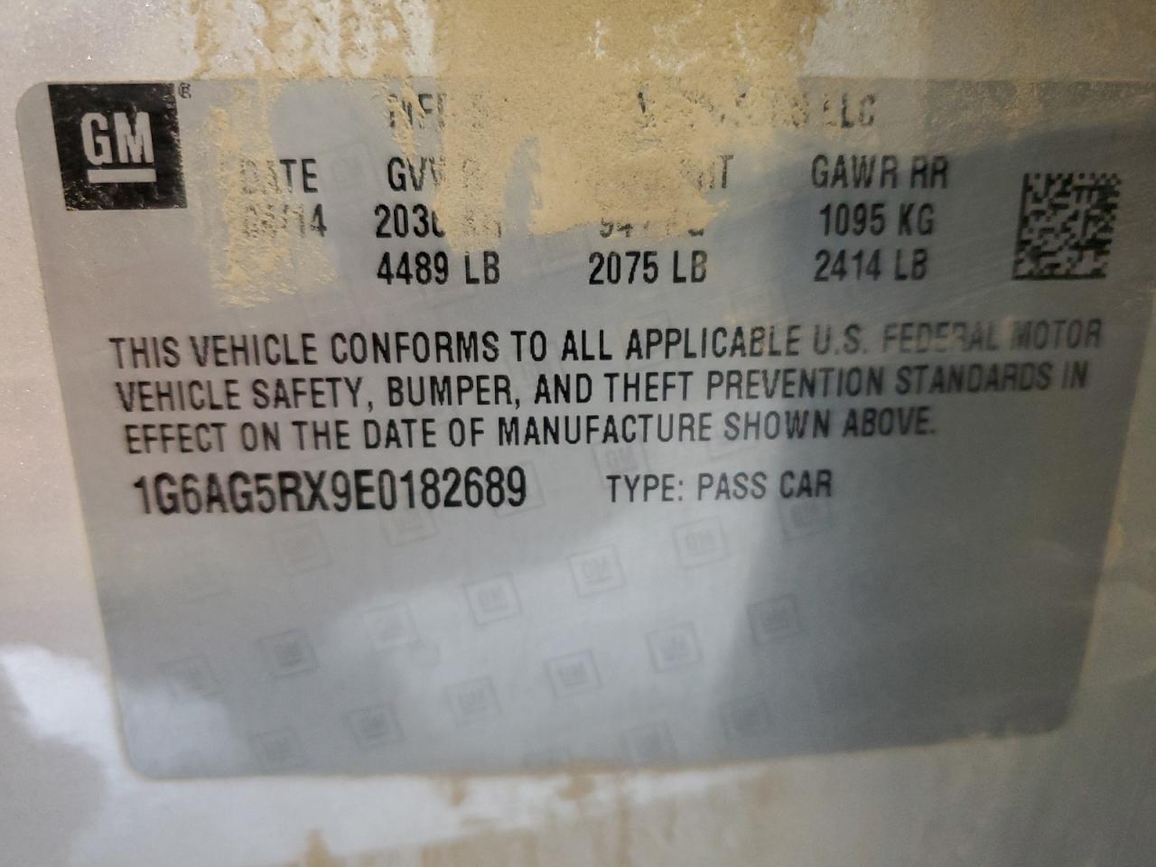 2014 Cadillac Ats VIN: 1G6AG5RX9E0182689 Lot: 62465354