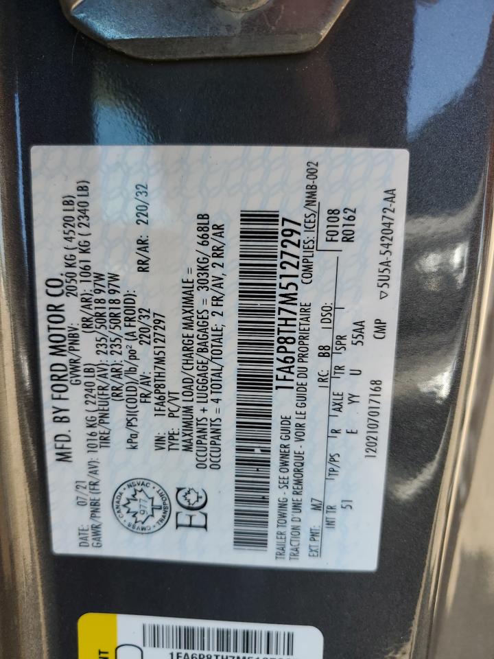 2021 Ford Mustang VIN: 1FA6P8TH7M5127297 Lot: 62931824