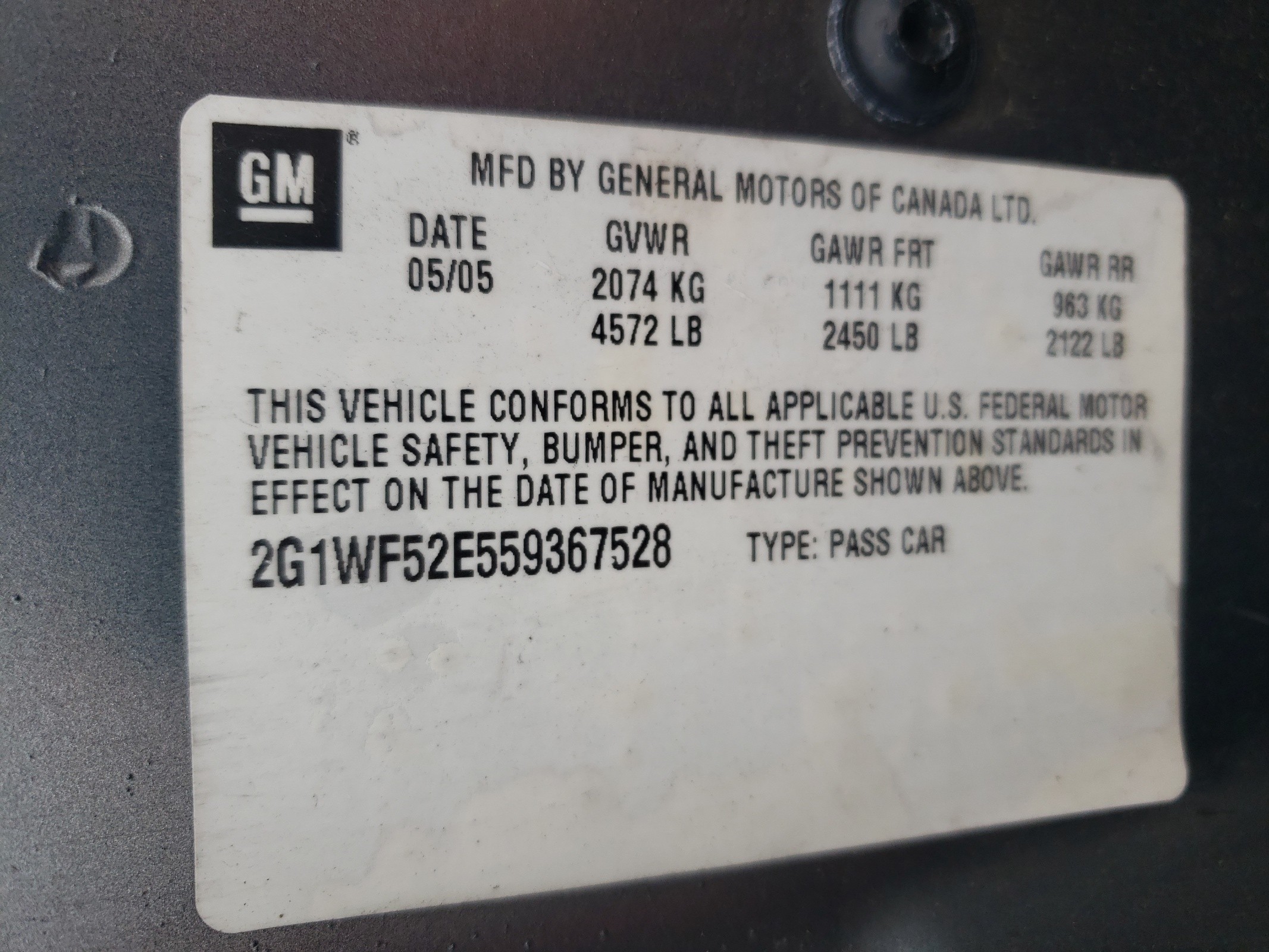 2G1WF52E559367528 2005 Chevrolet Impala