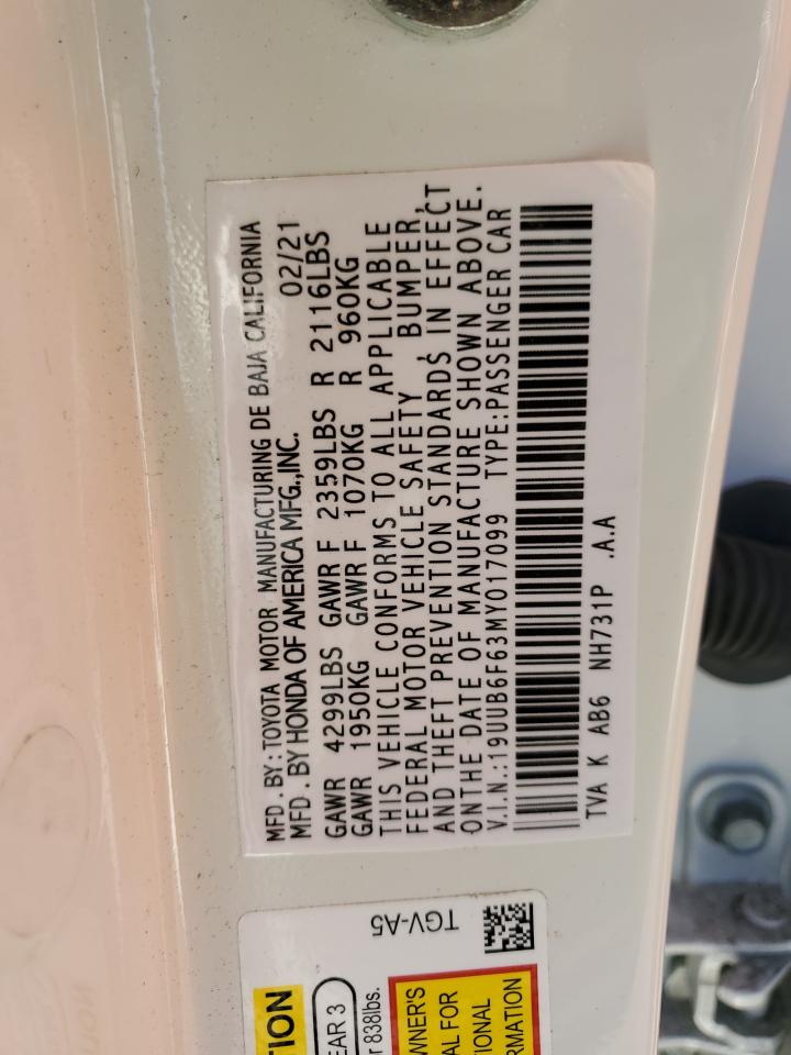 19UUB6F63MY017099 2021 Acura Tlx Advance