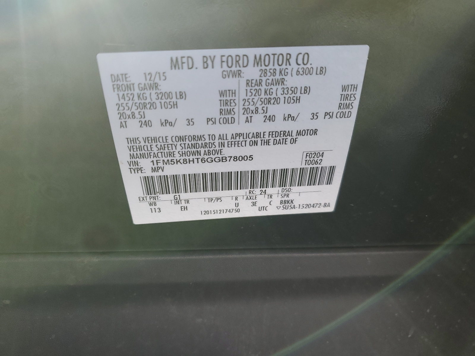 1FM5K8HT6GGB78005 2016 Ford Explorer Platinum