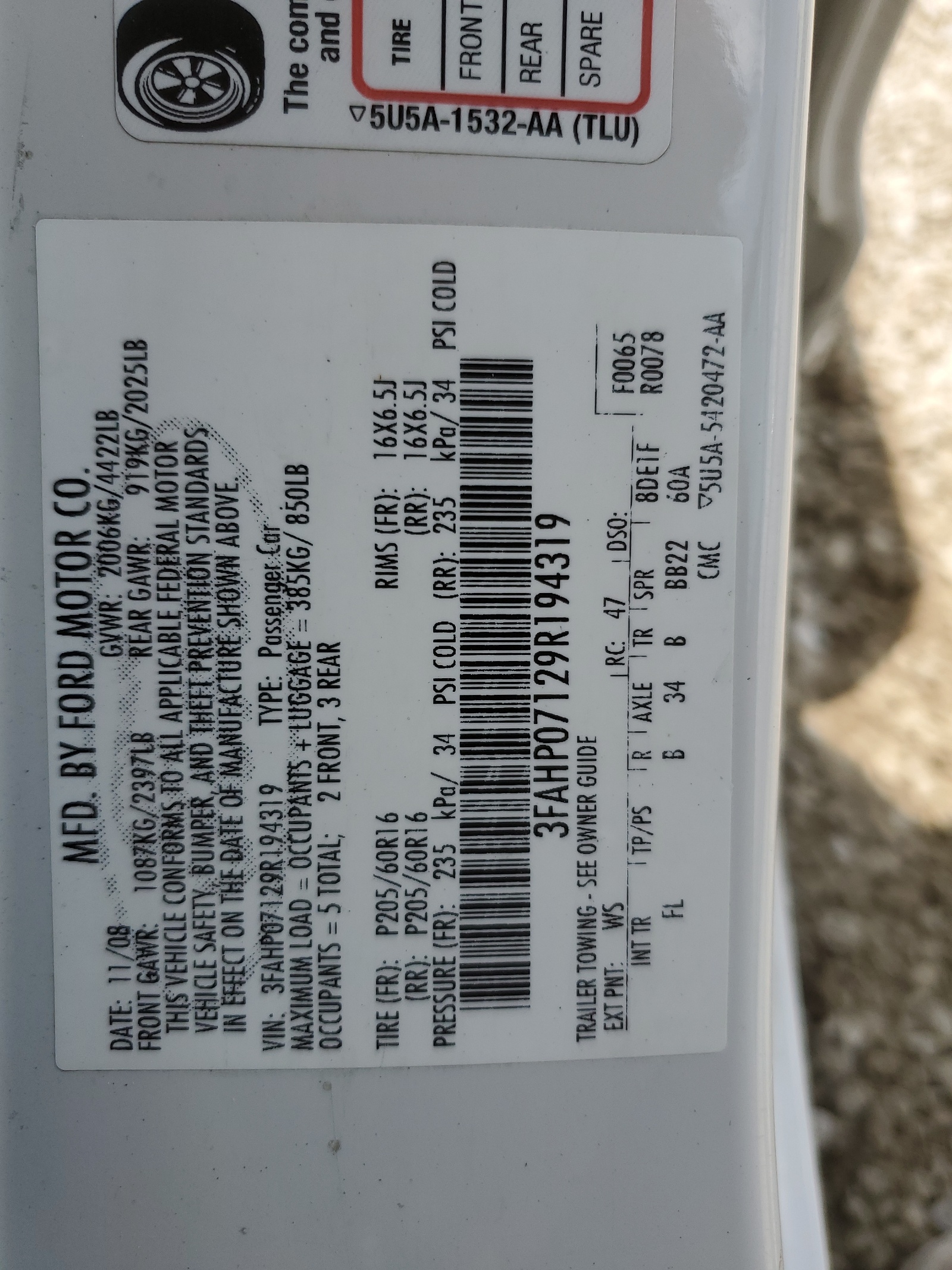 3FAHP07129R194319 2009 Ford Fusion Se