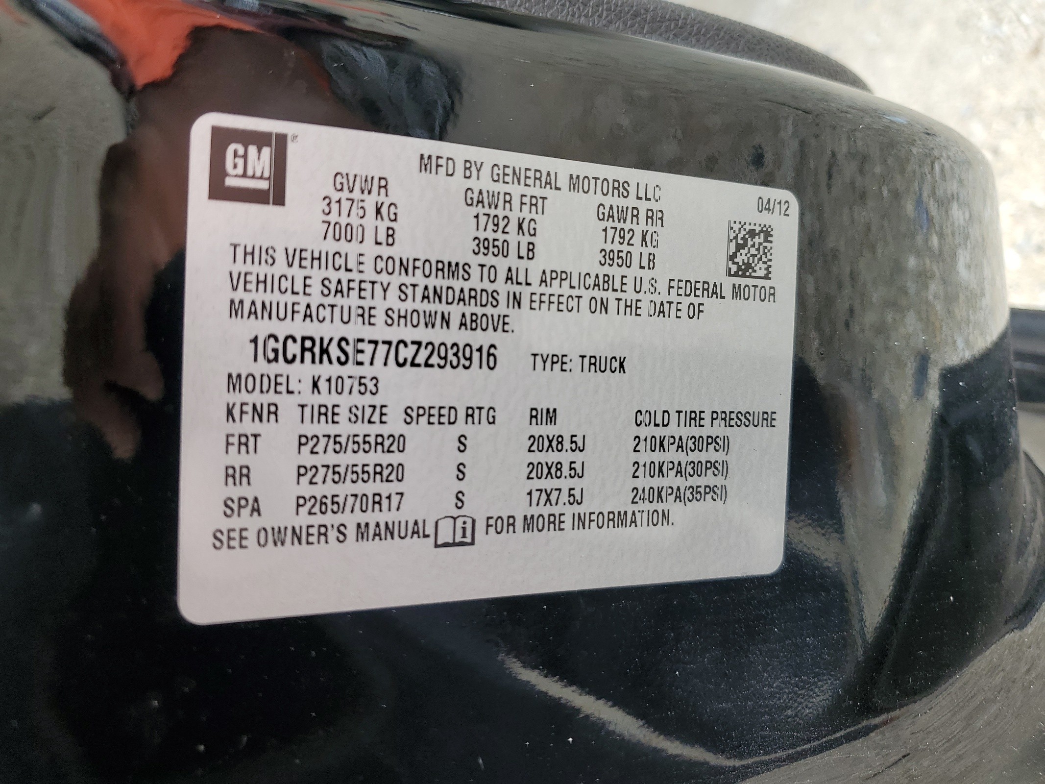 1GCRKSE77CZ293916 2012 Chevrolet Silverado K1500 Lt