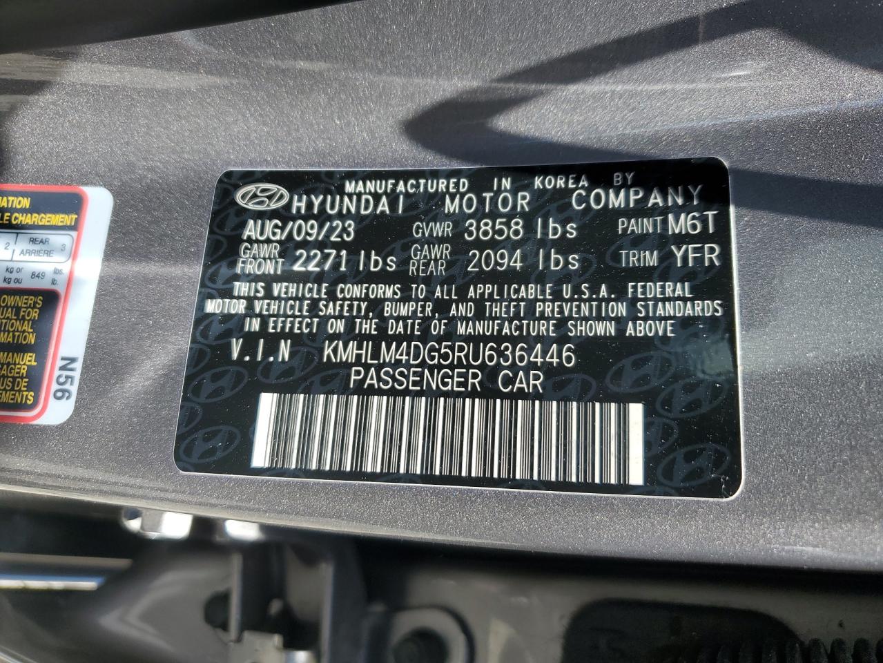 2024 Hyundai Elantra Sel VIN: KMHLM4DG5RU636446 Lot: 62910994