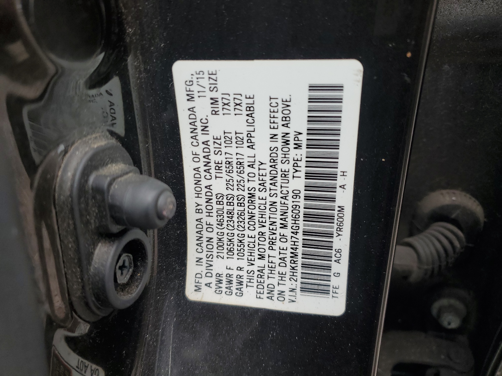 2HKRM4H74GH609190 2016 Honda Cr-V Exl