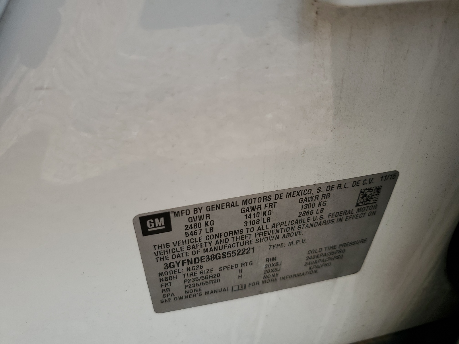 3GYFNDE38GS552221 2016 Cadillac Srx Premium Collection