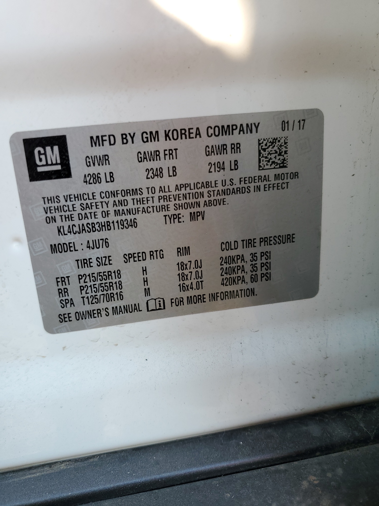 KL4CJASB3HB119346 2017 Buick Encore Preferred