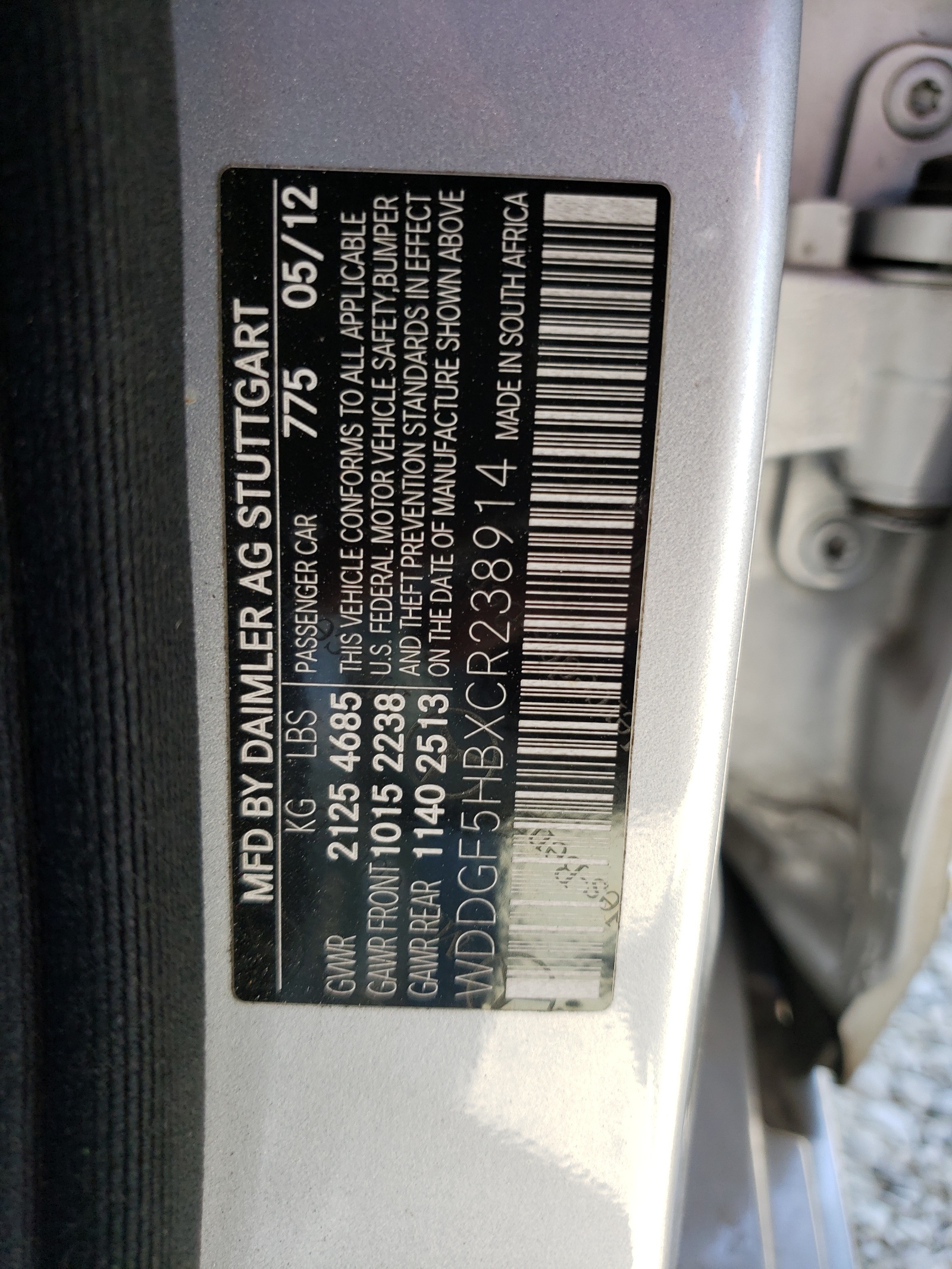 WDDGF5HBXCR238914 2012 Mercedes-Benz C 350