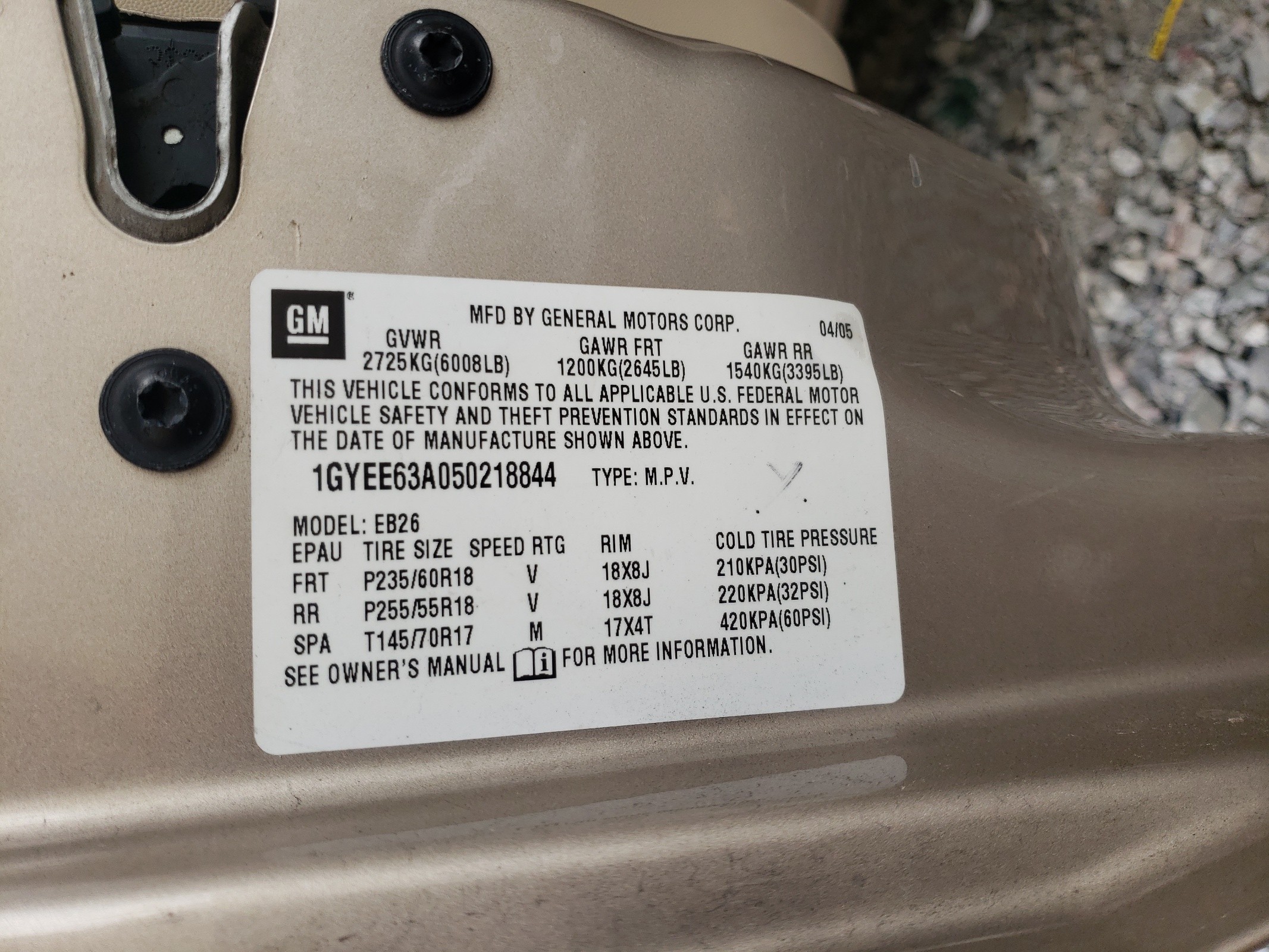 1GYEE63A050218844 2005 Cadillac Srx