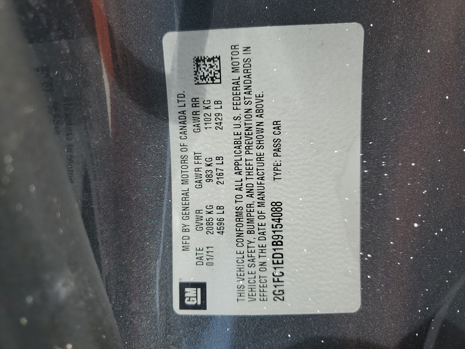 2G1FC1ED1B9154088 2011 Chevrolet Camaro Lt