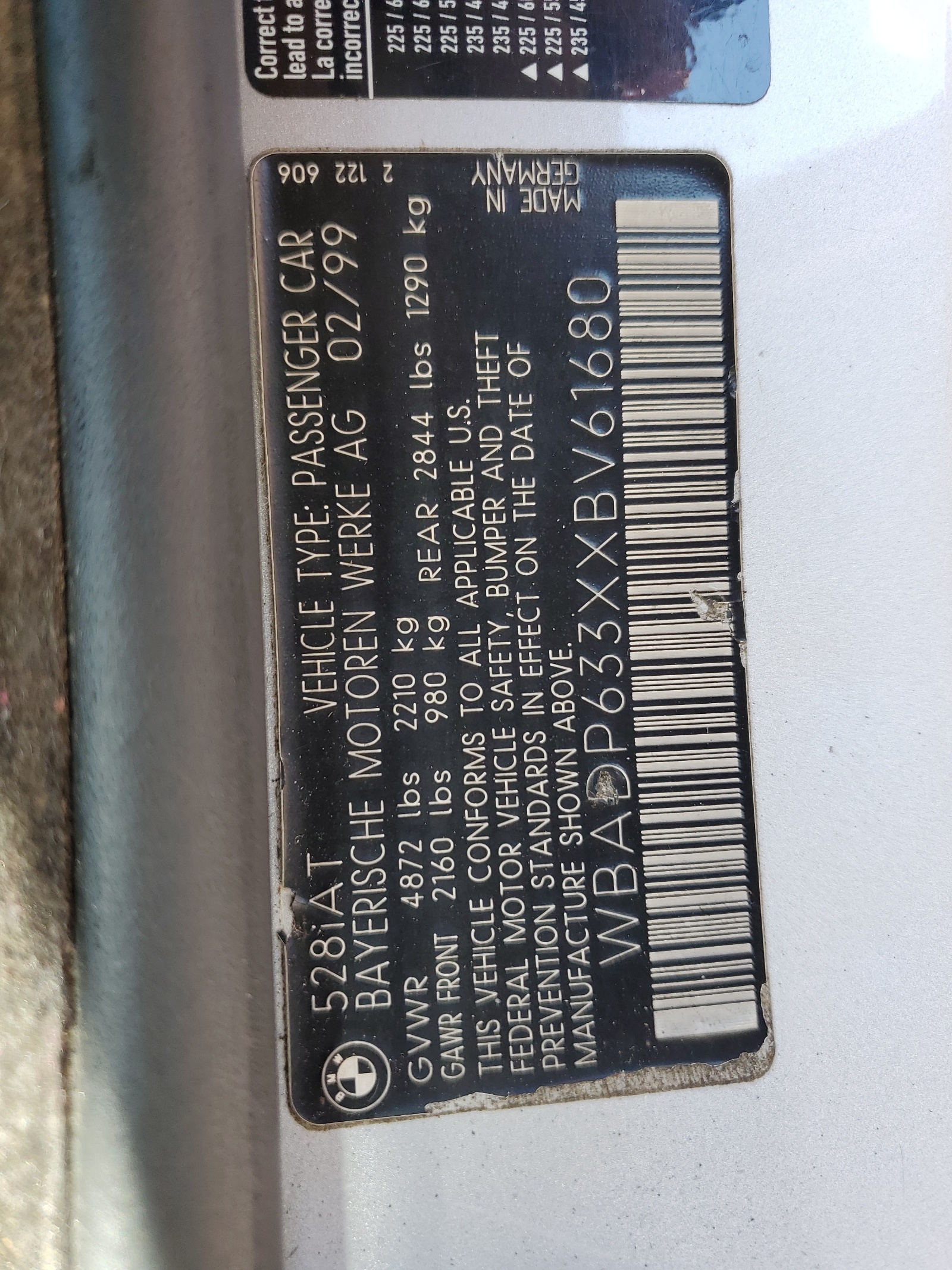 WBADP633XXBV61680 1999 BMW 528 It Automatic