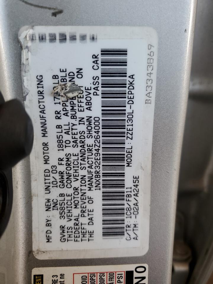 2004 Toyota Corolla Ce VIN: 1NXBR32E94Z264000 Lot: 62146034