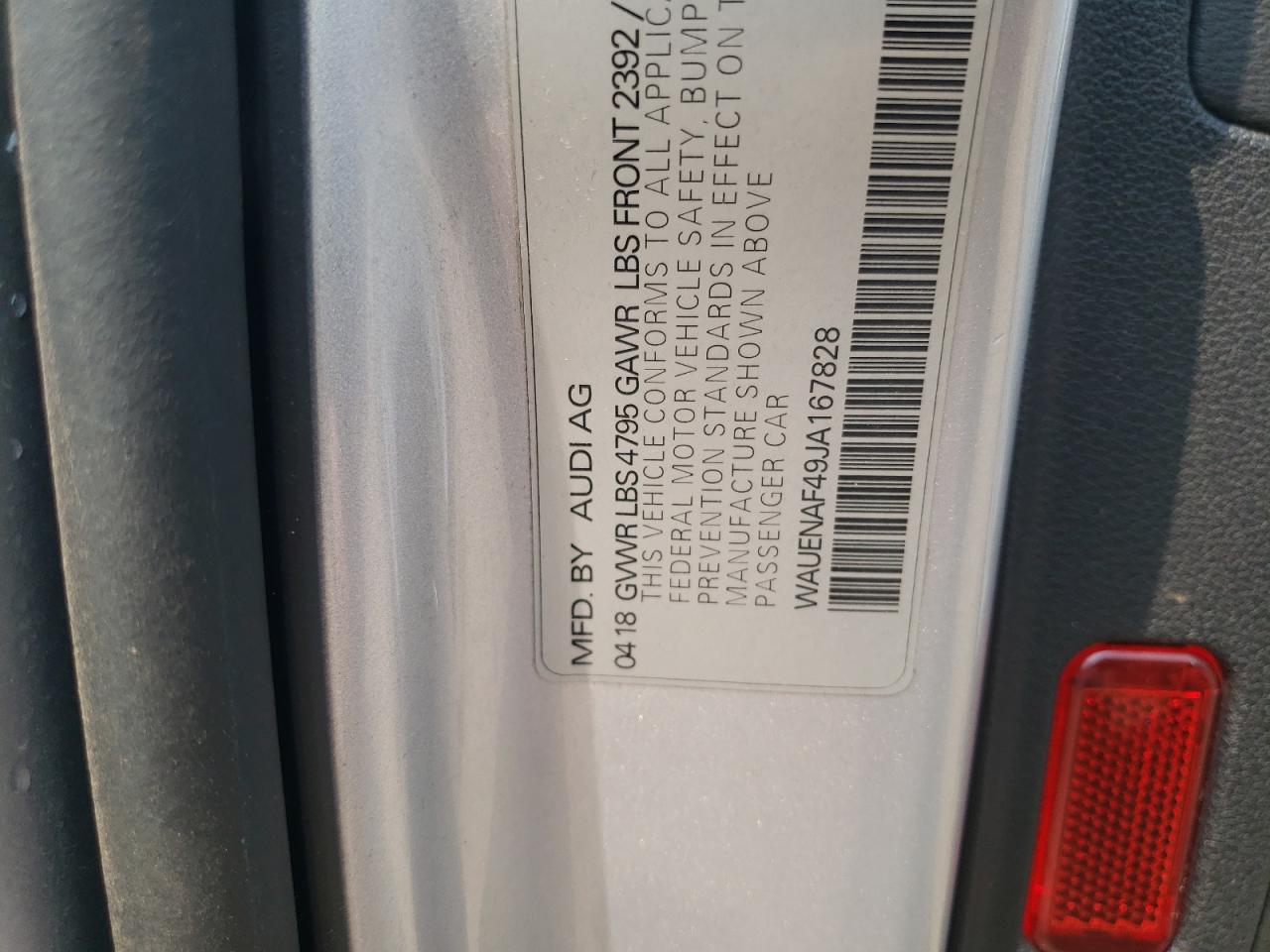 2018 Audi A4 Premium Plus VIN: WAUENAF49JA167828 Lot: 64509534