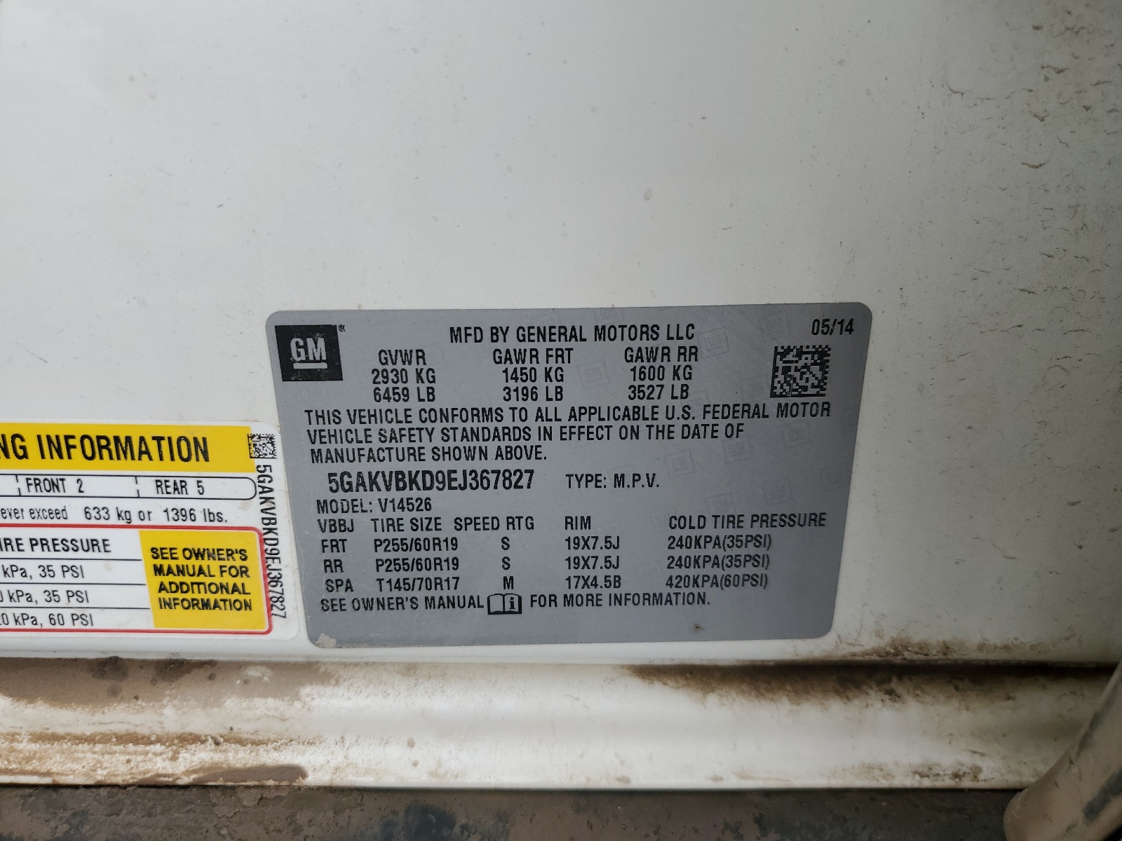 5GAKVBKD9EJ367827 2014 Buick Enclave