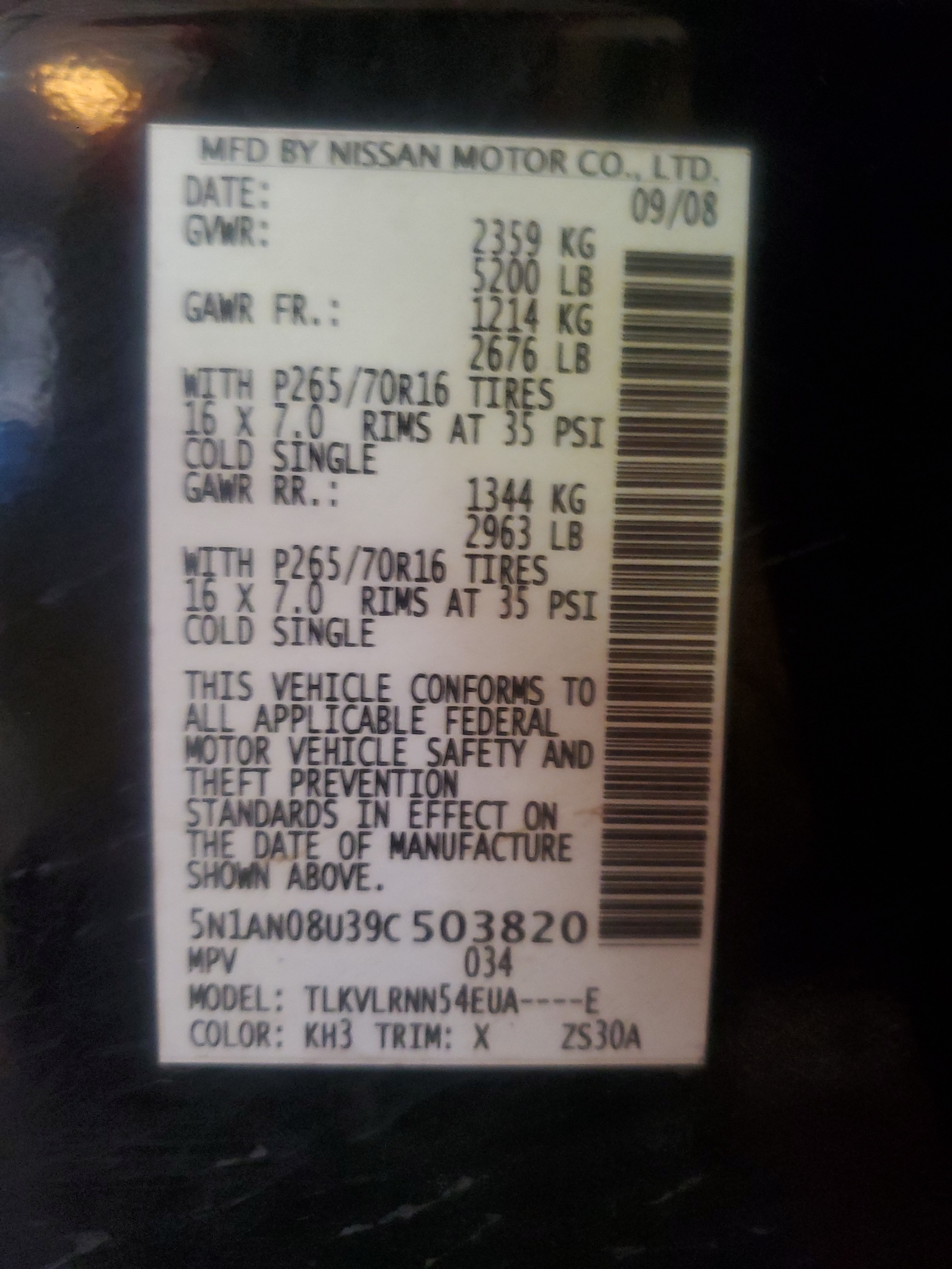 5N1AN08U39C503820 2009 Nissan Xterra Off Road