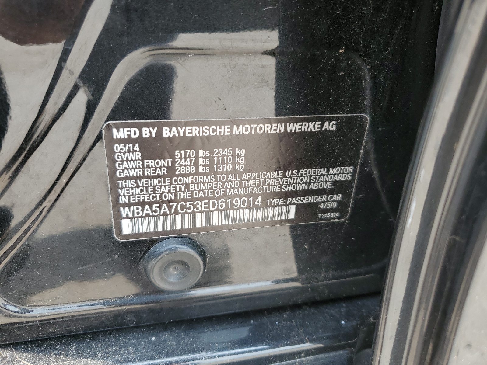 WBA5A7C53ED619014 2014 BMW 528 Xi