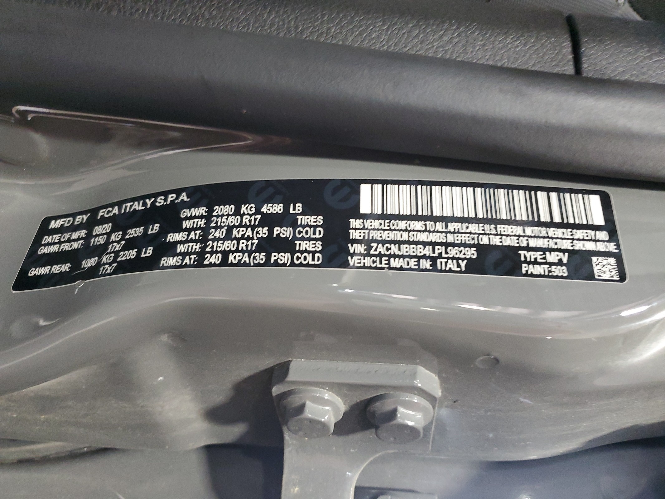 ZACNJBBB4LPL96295 2020 Jeep Renegade Latitude