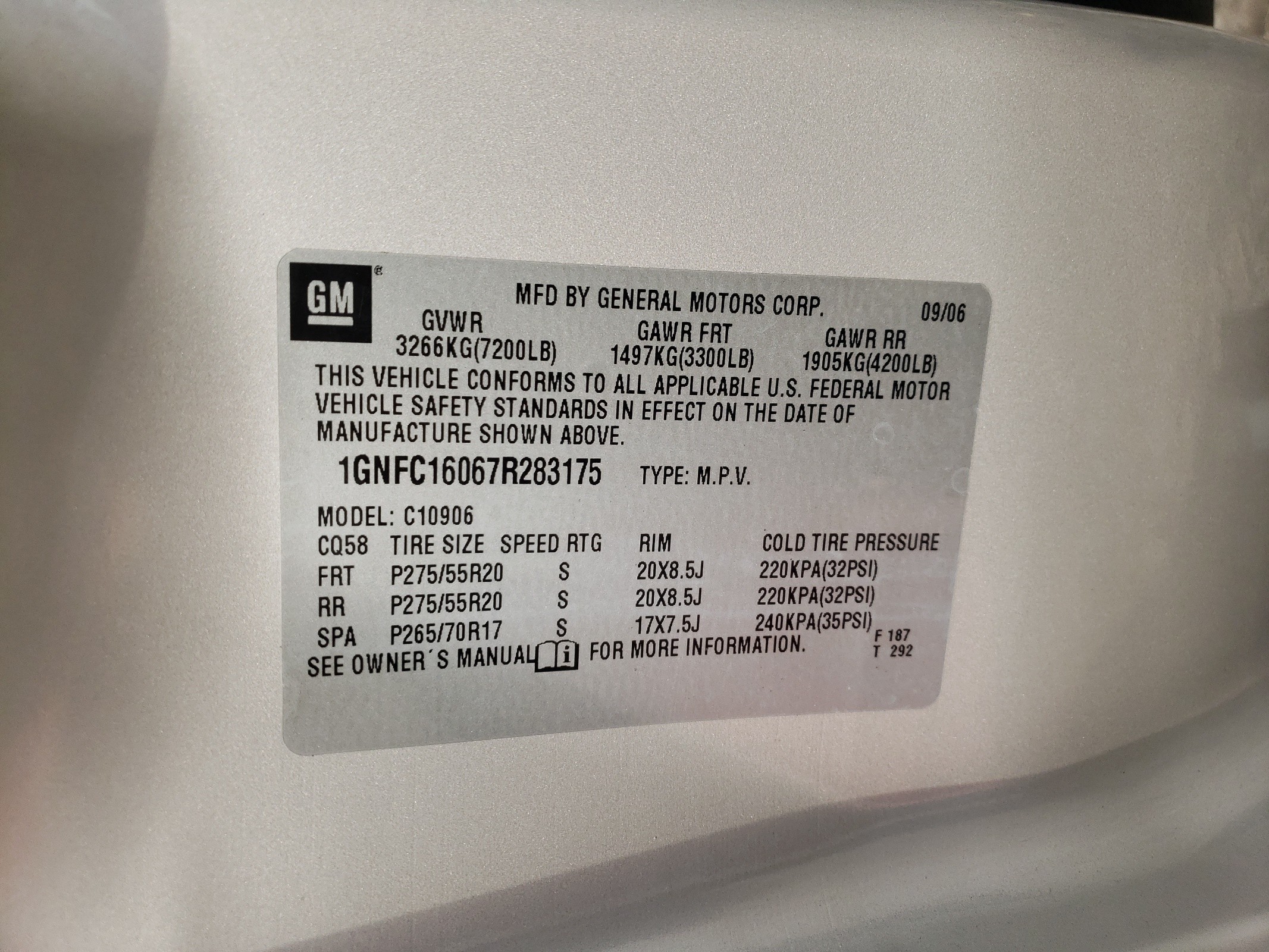 1GNFC16067R283175 2007 Chevrolet Suburban C1500