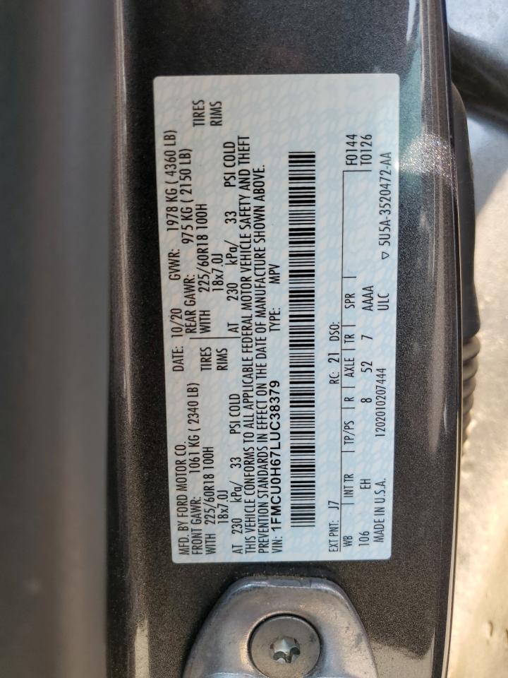 2020 Ford Escape Sel VIN: 1FMCU0H67LUC38379 Lot: 61649804