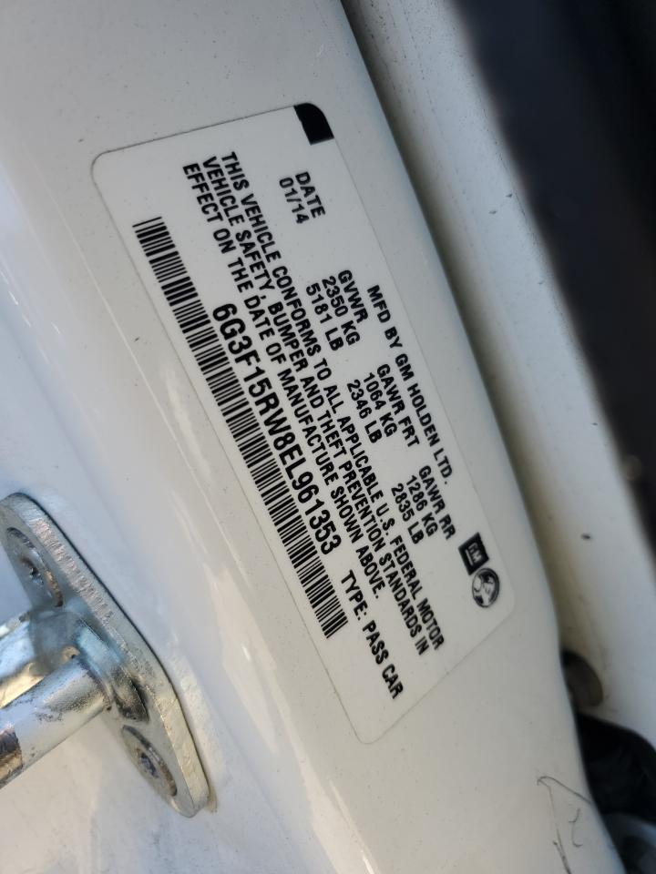 2014 Chevrolet Ss VIN: 6G3F15RW8EL961353 Lot: 63606664