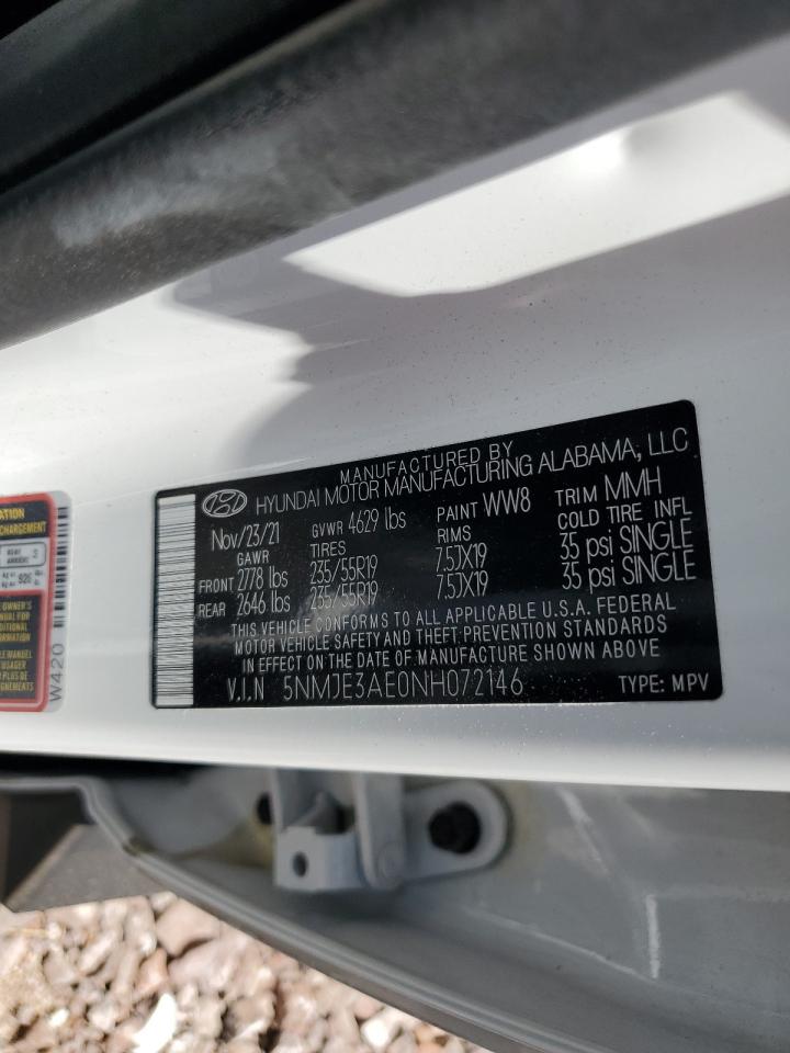 2022 Hyundai Tucson Limited VIN: 5NMJE3AE0NH072146 Lot: 63670294