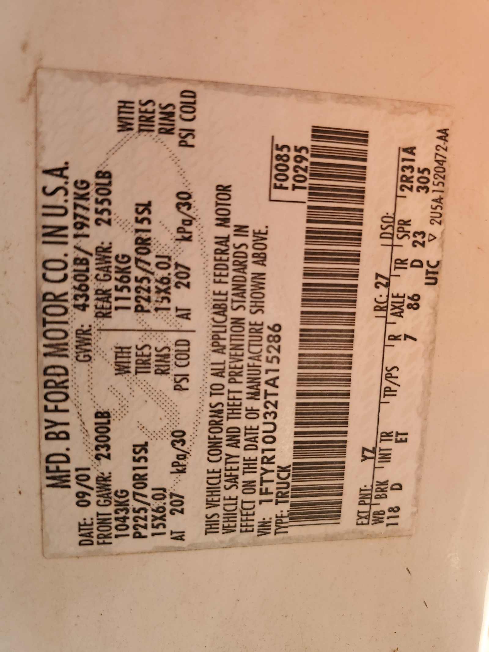 1FTYR10U32TA15286 2002 Ford Ranger