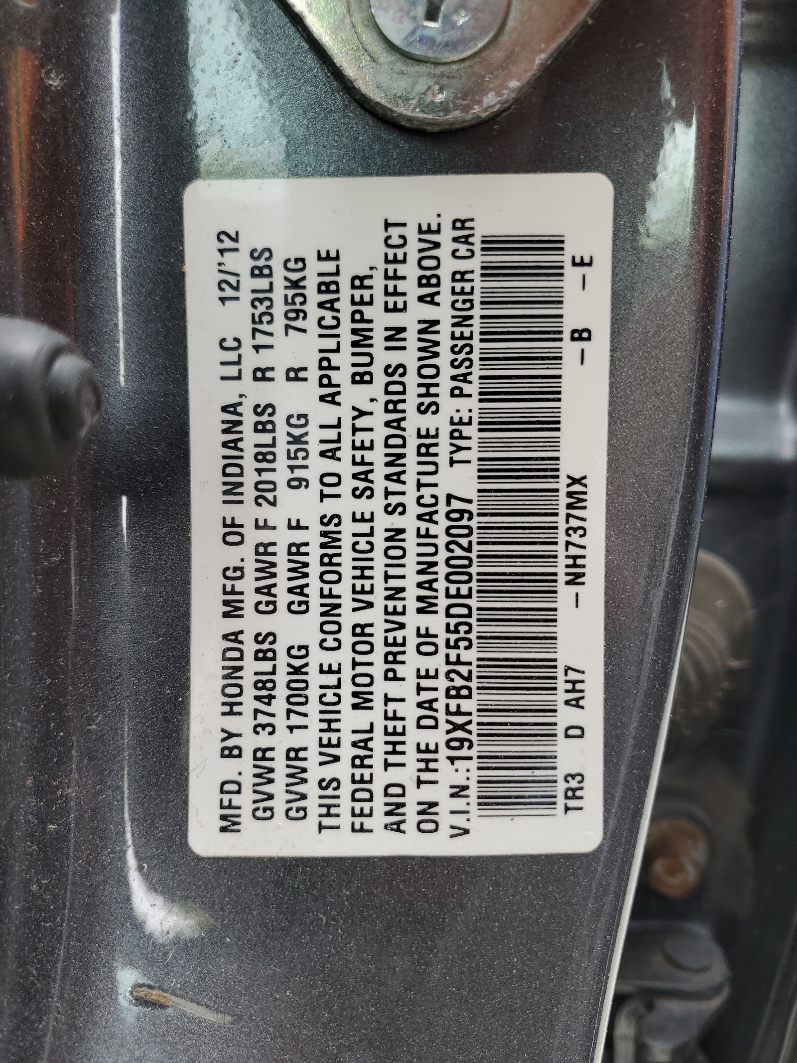 19XFB2F55DE002097 2013 Honda Civic Lx