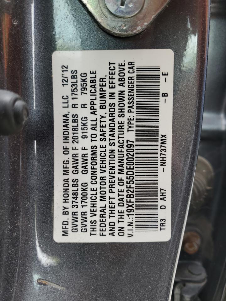 2013 Honda Civic Lx VIN: 19XFB2F55DE002097 Lot: 62565104