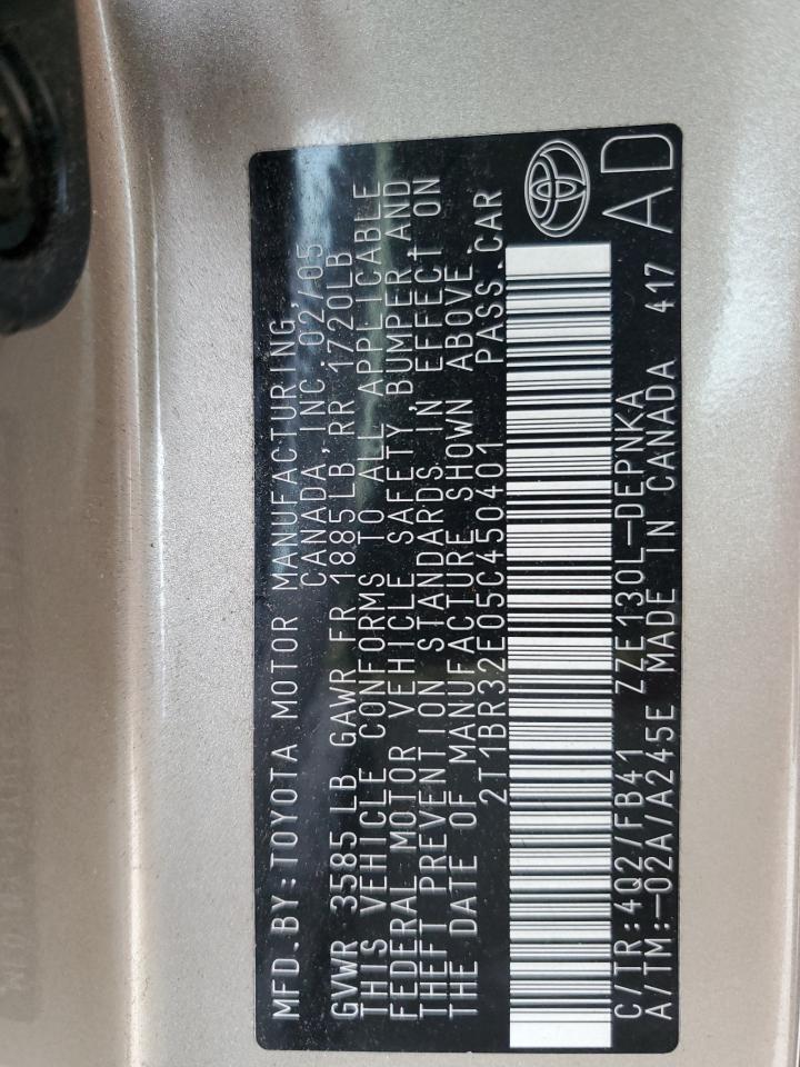 2005 Toyota Corolla Ce VIN: 2T1BR32E05C450401 Lot: 64420654