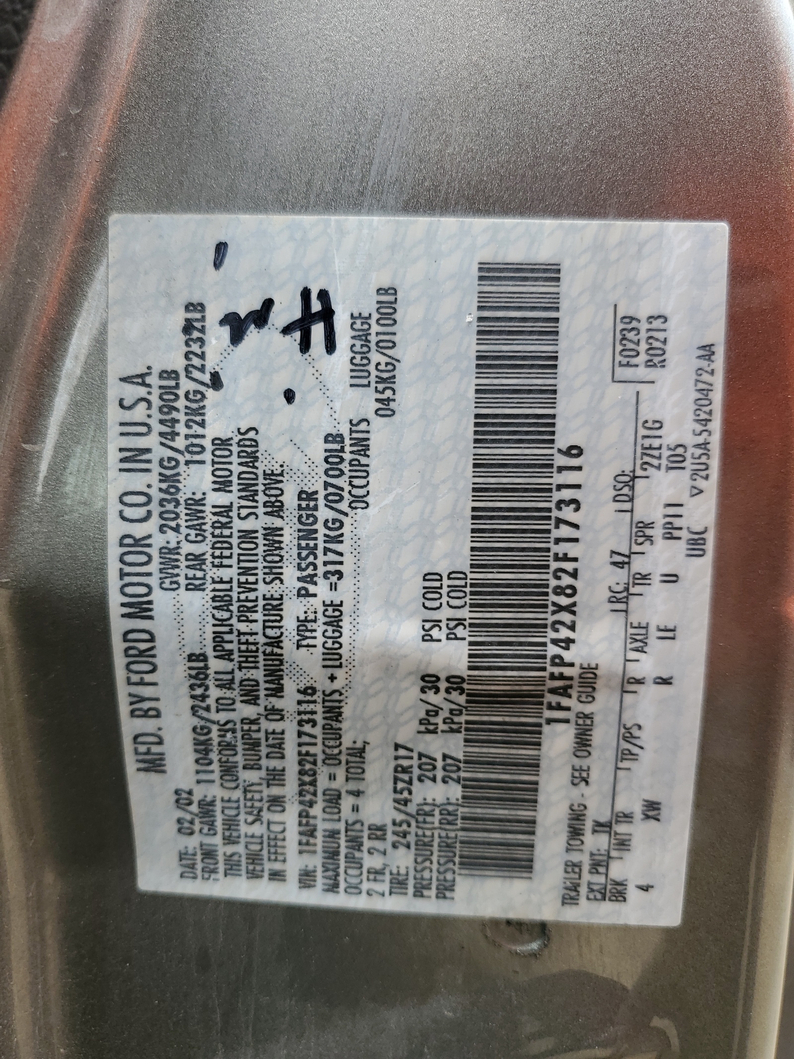 1FAFP42X82F173116 2002 Ford Mustang Gt