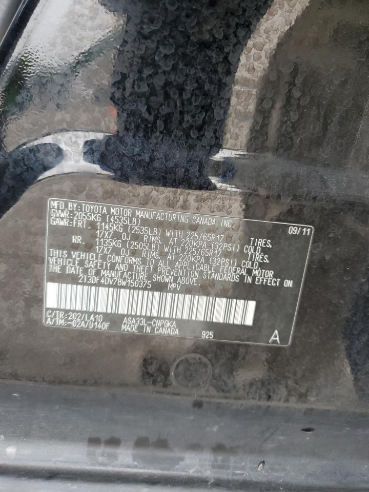 2011 Toyota Rav4 Limited VIN: 2T3DF4DV7BW150375 Lot: 65123034